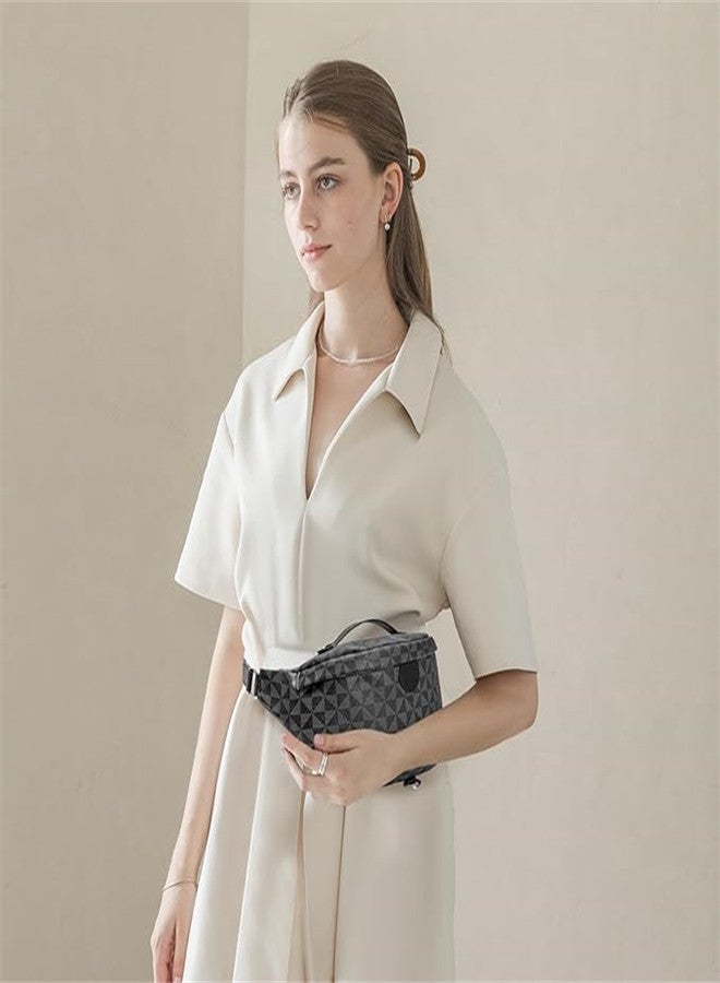Pack Crossbody Bags for Women, Fashion Sling Bag for Girls, Small Belt Chest Bum Bag, PU Leather Waterproof Checkered  Packs for Runing, Shopping, Travel - Image 1